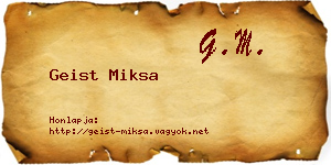 Geist Miksa névjegykártya
